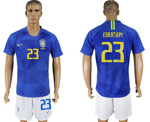 Brazil #23 Ederson Away Soccer Country Jersey